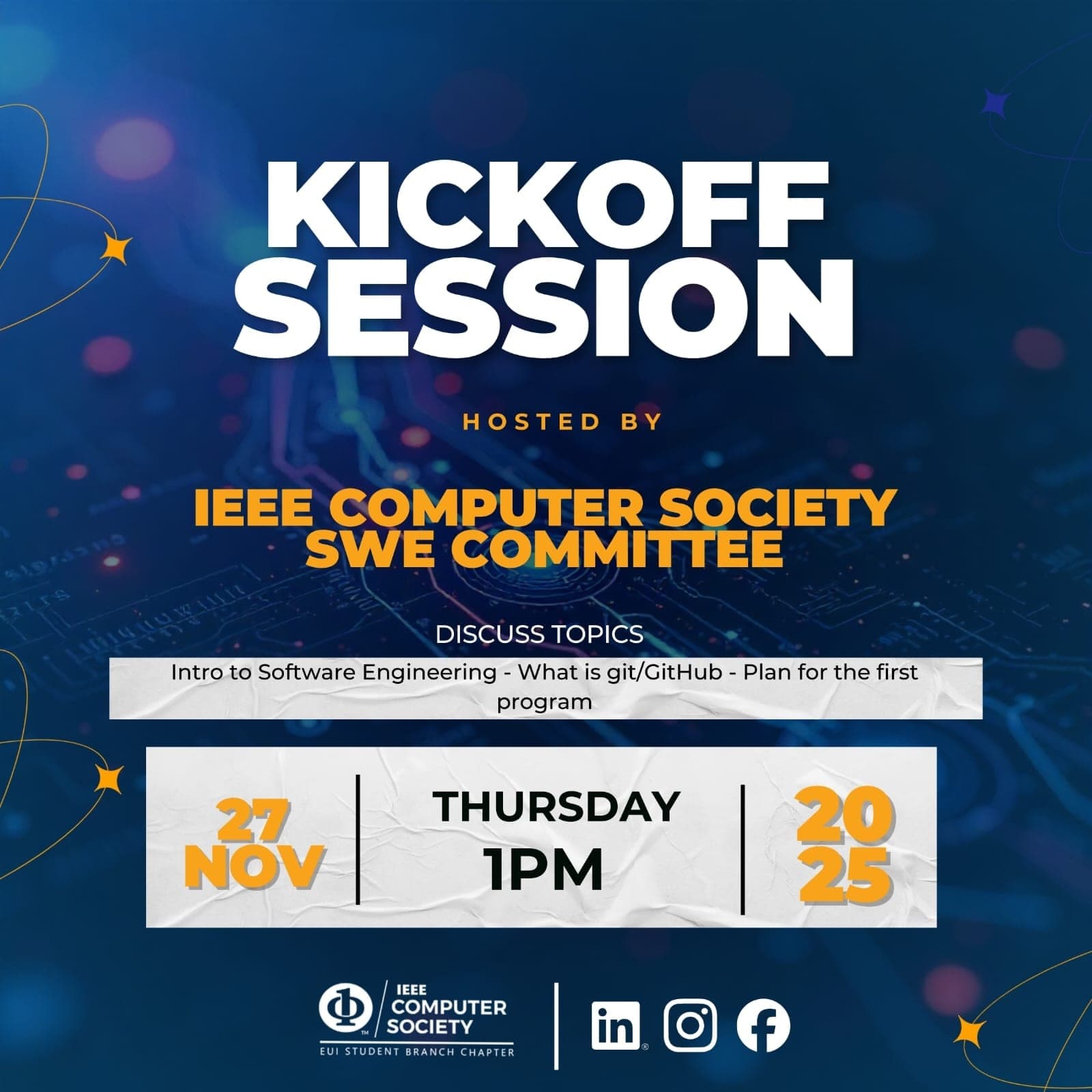 IEEE EUI Computer Society Software Engineering Committee Kickoff banner